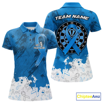 White and blue grunge ribbon dart shirt for women prostate cancer team apparel