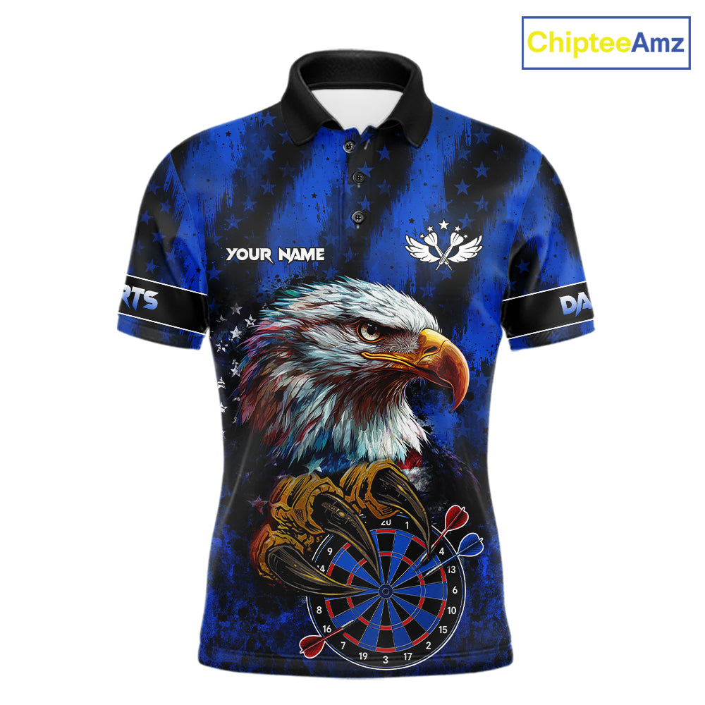 American flag eagle darts polo shirt for men patriotic dart team jersey