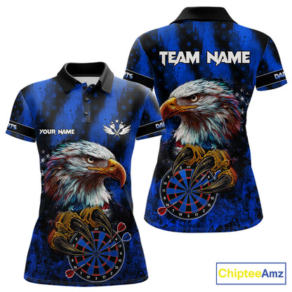 American flag eagle darts polo shirt for women patriotic dart team jersey