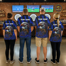 Load image into Gallery viewer, American Flag Eagle Women Darts Polo &amp; 1/4-Zip Shirt Custom Patriotic Outfit Dart Team Jersey | Blue NYN3349
