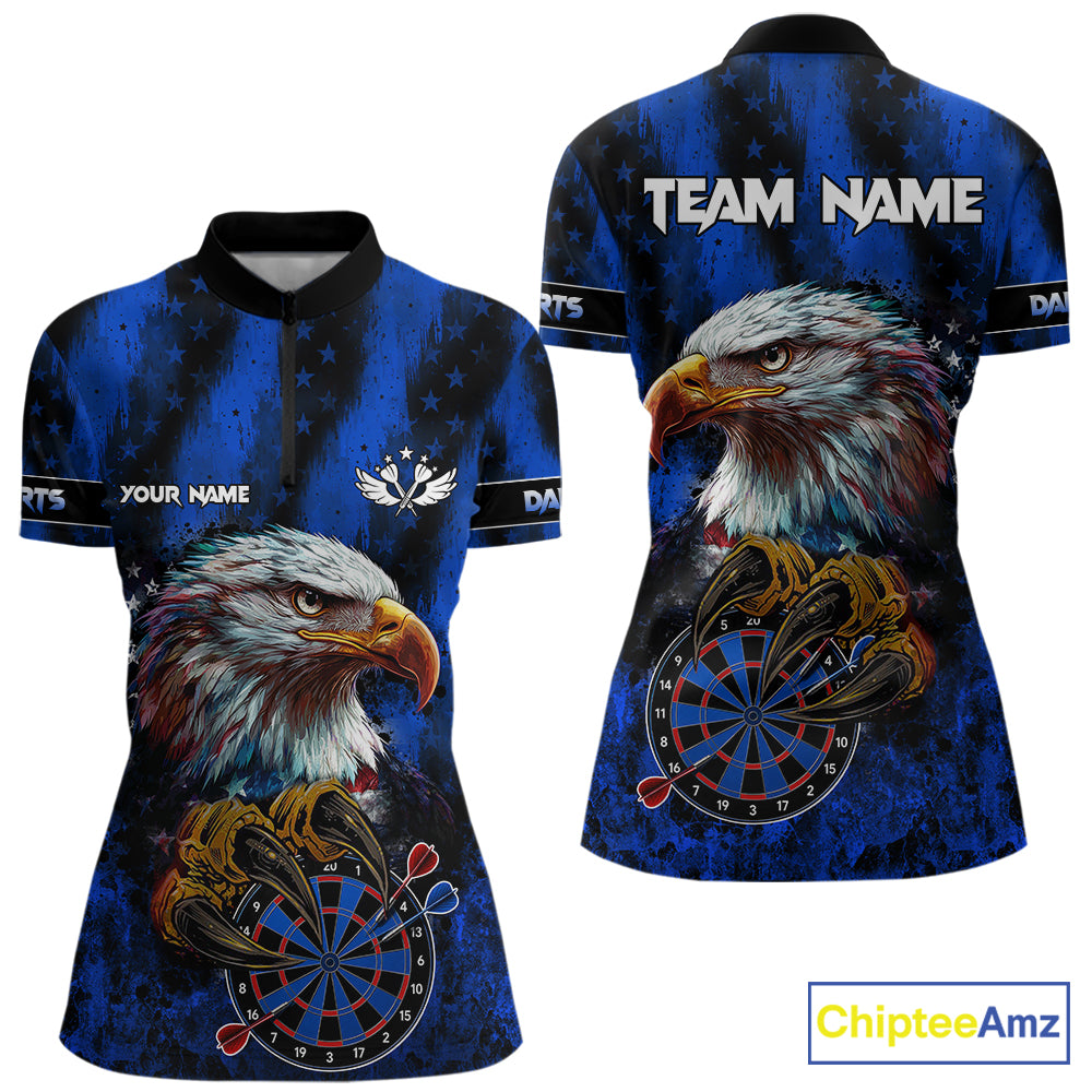 American flag eagle darts polo shirt for women patriotic dart team jersey