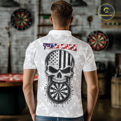 Personalized American Flag Skull Eagle Grey Camo Darts Shirts For Men Patriotic Darts Team Outfits NYN3354