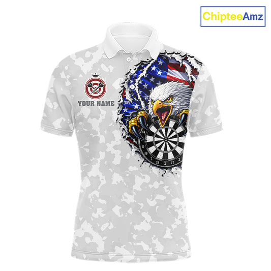 American flag skull eagle grey camo darts shirt for men patriotic outfit