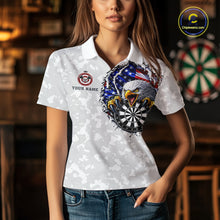 Load image into Gallery viewer, Personalized American Flag Skull Eagle Grey Camo Darts Shirts For Women Patriotic Darts Team Outfits NYN3354