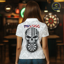 Load image into Gallery viewer, Personalized American Flag Skull Eagle Grey Camo Darts Shirts For Women Patriotic Darts Team Outfits NYN3354