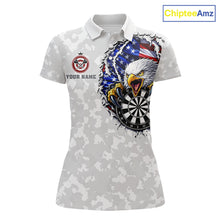 Load image into Gallery viewer, American flag skull eagle grey camo darts shirt for women patriotic outfit