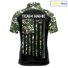 Load image into Gallery viewer, US Flag Camouflage 8 Ball Pool Billiard Polo &amp; Quarter-Zip Custom Billiard Team Attire For Men NYN2748
