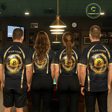 Load image into Gallery viewer, Black &amp; Gold Thunder Lightning Yellow 8 Ball Pool Billiard Jerseys For Men Custom Billiard Team Shirt NYN2752