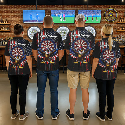 Custom Funny Rich Eagle Grunge US Flag Darts Quarter-Zip Shirts For Women Patriotic Darts Team Jerseys NYN2757