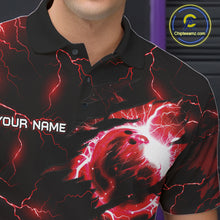 Load image into Gallery viewer, Red Thunder Lightning Tiger Bowling Polo Quarter-Zip Shirts For Men Custom Tiger Bowling Team Jersey NYN3672