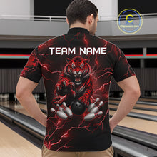 Load image into Gallery viewer, Red Thunder Lightning Tiger Bowling Polo Quarter-Zip Shirts For Men Custom Tiger Bowling Team Jersey NYN3672