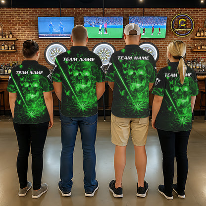 Lightning Green Butterflies Skull Dartboard Custom Men Darts 1/4-Zip Shirt Dart Jerseys NYN2354