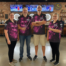 Load image into Gallery viewer, Lightning Pink Butterflies Skull Dartboard Custom Women Darts Polo Shirt Dart Jerseys NYN2355