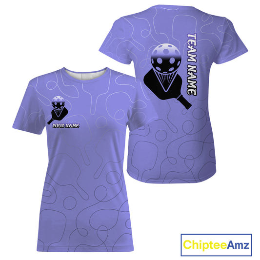 Custom Black And Purple Pickleball T-Shirt For Women Outfit Paddle Pickleball Team Shirt NYN0935