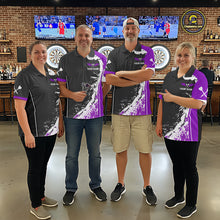 Load image into Gallery viewer, Purple Fiery Rooster Fury Dart Arrow Women Funny Darts Quarter- Zip Shirt Custom Name Darts Jersey NYN2112