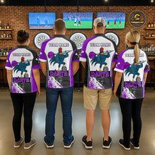 Load image into Gallery viewer, Purple Fiery Rooster Fury Dart Arrow Women Funny Darts Quarter- Zip Shirt Custom Name Darts Jersey NYN2112
