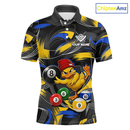 Blue & Yellow Funny Duck 8 Ball Pool Billiard Shirt For Men Personalized Billiard Team Name Outfits NYN3981