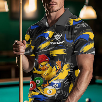 Blue & Yellow Funny Duck 8 Ball Pool Billiard Shirt For Men Personalized Billiard Team Name Outfits NYN3981