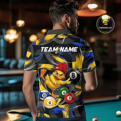 Blue & Yellow Funny Duck 8 Ball Pool Billiard Shirt For Men Personalized Billiard Team Name Outfits NYN3981