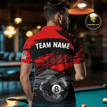 Load image into Gallery viewer, Black &amp; Red Grunge 8 Ball Pool Men Billiard Polo &amp; 1/4-Zip Jersey Custom Billiard Shirt Designs NYN2411