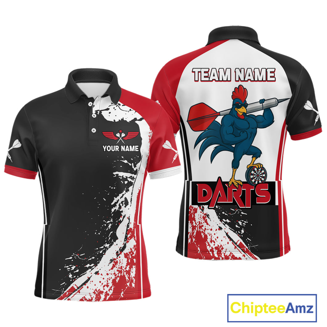 Fiery Rooster Fury Dart Arrow Men's Funny Darts Shirt - Custom Name For Darts Jersey NYN0477