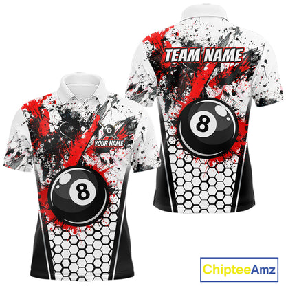 Custom Splatter 8 Ball Pool Jersey For Men Black And Red Splash Billiard Team Jerseys NYN4012