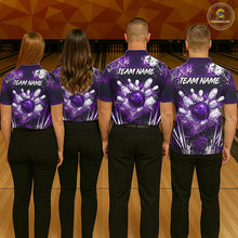 Load image into Gallery viewer, White purple splatter bowling ball team shirts custom bowling jerseys
