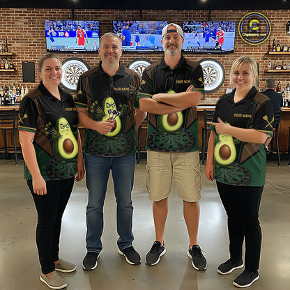 Angry Avocado Brown And Green Funny Darts Jersey For Men Custom Polo & 1/4 Zip Darts Team Shirts NYN3207