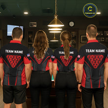 Load image into Gallery viewer, Black And Red Billiard Ball Pool Men Polo &amp; 1/4-Zip Shirt Custom 8 Ball 3D Billiards Jerseys NYN2451