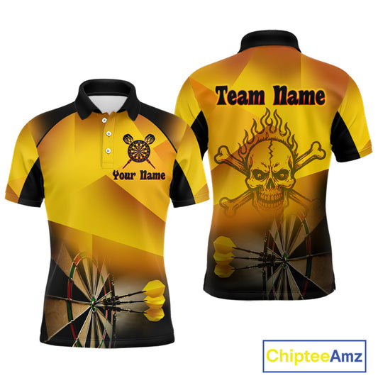 Men's Personalized Dart Shirts With Fire Skull And Yellow Darts Theme NYN0256