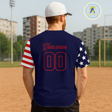 Load image into Gallery viewer, Custom Red And Blue Baseball Shirt For Men Personalized Youth Patriotic Baseball Jersey NYN1381
