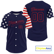 Load image into Gallery viewer, Custom Red And Blue Baseball Shirt For Men Personalized Youth Patriotic Baseball Jersey NYN1381