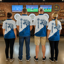 Load image into Gallery viewer, Personalized White And Blue Striped Leopard Darts Quarter-Zip Shirts For Women Dart Team Jerseys NYN2198