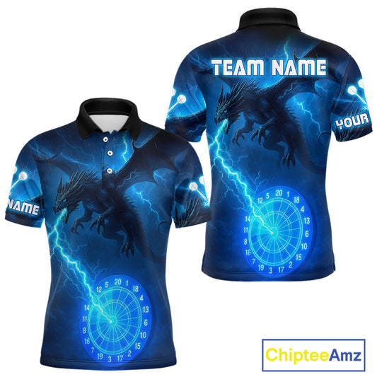 Custom Dragon Lightning Blue Dartboard Dart Team Shirt For Men, Outfits Dart Jerseys NYN1071