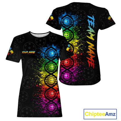 Colorful Splatter Pickleball Shirt Is In My Dna Custom Pickleball Tournament Team Uniform For Women NYN4114