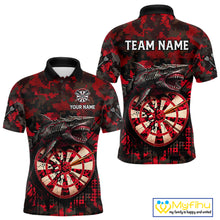 Load image into Gallery viewer, Custom Red Digital Camo Dartboard Horror Shark Darts Polo Shirt For Men Dart Gifts NYN1965