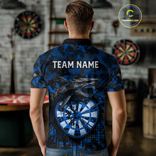 Load image into Gallery viewer, Custom Blue Digital Camo Dartboard Horror Shark Darts Polo Shirt For Men Dart Gifts NYN1966