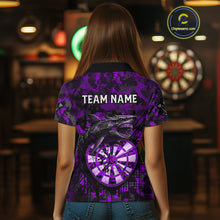 Load image into Gallery viewer, Custom Purple Digital Camo Dartboard Horror Shark Darts Polo Shirt For Women Dart Gifts NYN1967