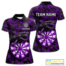 Load image into Gallery viewer, Custom Purple Digital Camo Dartboard Horror Shark Darts Polo Shirt For Women Dart Gifts NYN1967