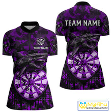 Load image into Gallery viewer, Custom Purple Digital Camo Dartboard Horror Shark Darts Quarter-Zip Shirt For Women Dart Gifts NYN1967