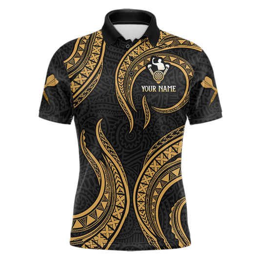 Black And Gold Tribal Human Play Dartboard Darts Polo Shirt Personalized Dart Jerseys For Men NYN2518