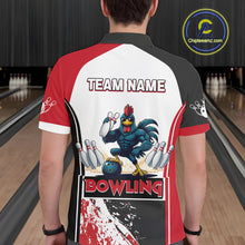 Load image into Gallery viewer, Personalized Funny Rooster Bowling Polo &amp; 1/4-Zip Shirts For Men Splatter Bowling Team Jersey NYN2725
