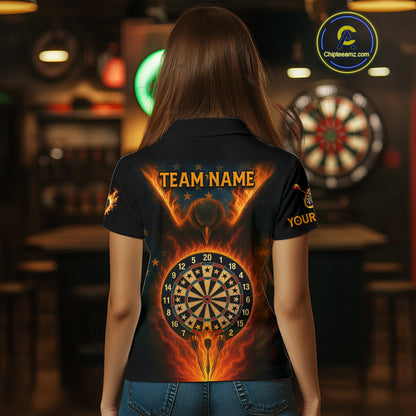 Women's US Flag Patriotic Darts Shirt Personalized Flame Eagle Dartboard Dart Team Jerseys NYN1129