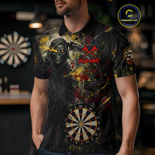 Load image into Gallery viewer, Custom Red Yellow Splatter Grim Reaper Men Darts Polo Shirt Cracked Dart Jerseys NYN1980