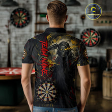 Load image into Gallery viewer, Custom Red Yellow Splatter Grim Reaper Men Darts Polo Shirt Cracked Dart Jerseys NYN1980