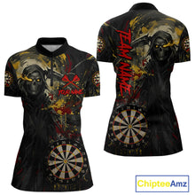 Load image into Gallery viewer, Custom Red Yellow Splatter Grim Reaper Men Darts Polo Shirt Cracked Dart Jerseys NYN1980