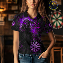 Load image into Gallery viewer, Custom Black Purple Splatter Grim Reaper Men Darts Polo Shirt Cracked Dart Jerseys NYN1981