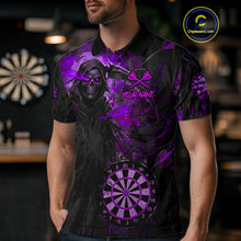 Load image into Gallery viewer, Custom Black Purple Splatter Grim Reaper Men Darts Polo Shirt Cracked Dart Jerseys NYN1981