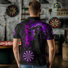 Load image into Gallery viewer, Custom Black Purple Splatter Grim Reaper Men Darts Polo Shirt Cracked Dart Jerseys NYN1981