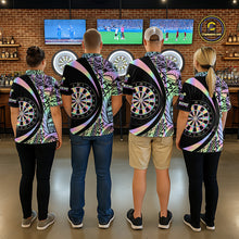 Load image into Gallery viewer, Black &amp; Holographic Rainbow Tribal Dartboard Darts Quarter-Zip Shirt For Women Custom Dart Team Jerseys NYN2522